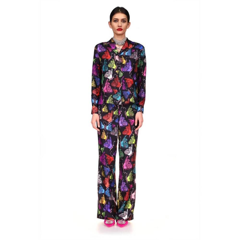 NEW LIBERTINE mille papillons pajama blouse in black, multi